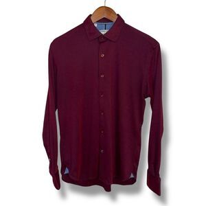 Global Mint Luchiano Visconti Burgundy Stretch Button Down Shirt Sz M